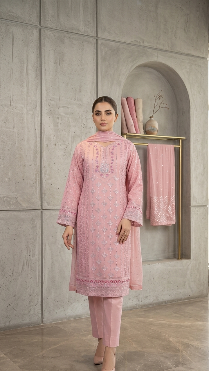 Blush Royal | 3 Pcs Suit | chiffon