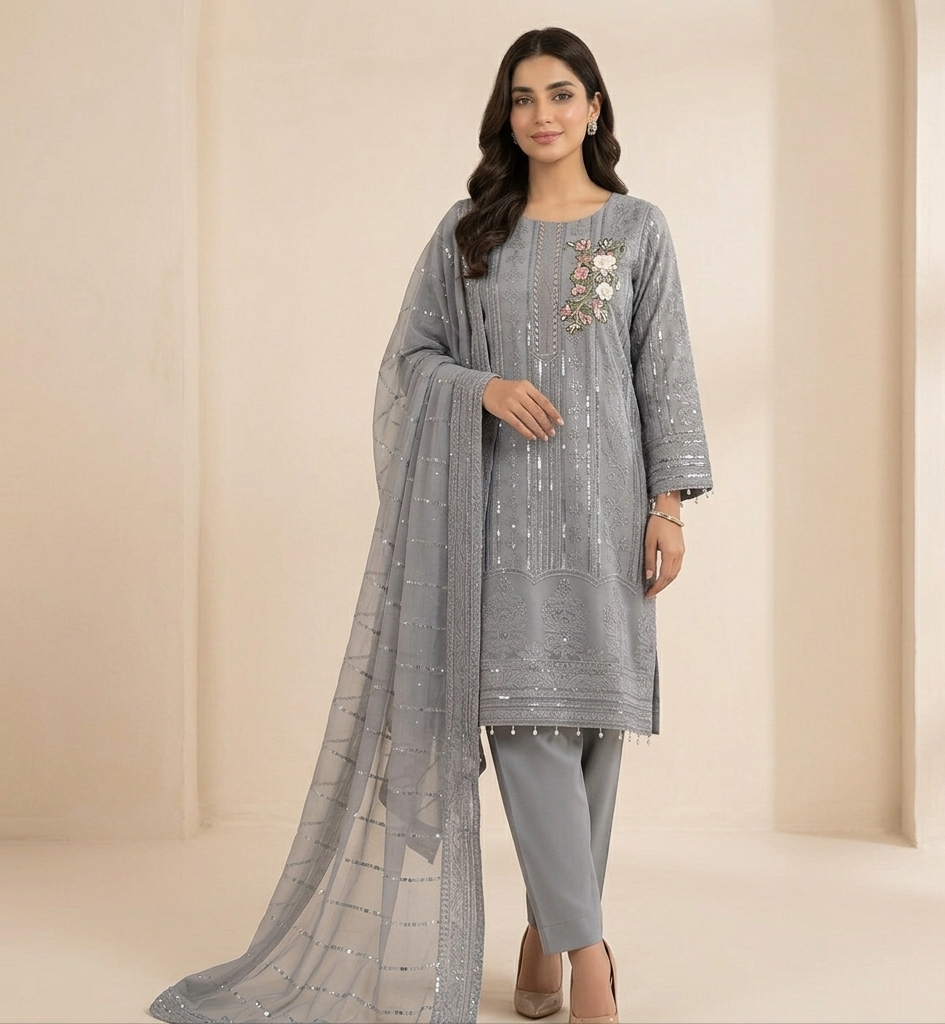 Floral | 3pcs suit | chiffon